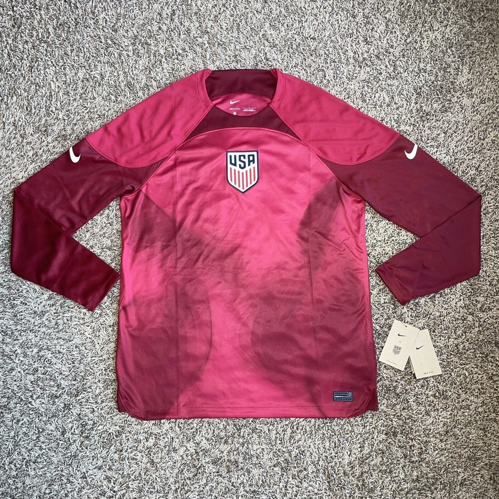 Nike Team USA World Cup Goalkeeper Soccer Jersey Mens Size Large USMNT Red NEW
